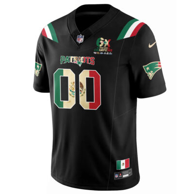 Alternative view of Custom New England Patriots Mexico Black Limited Jersey - All Stitched