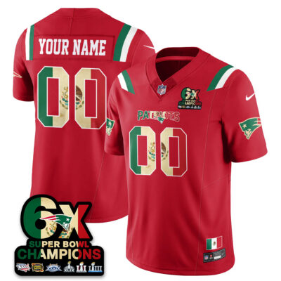 Custom New England Patriots Mexico Red Limited Jersey - All Stitched