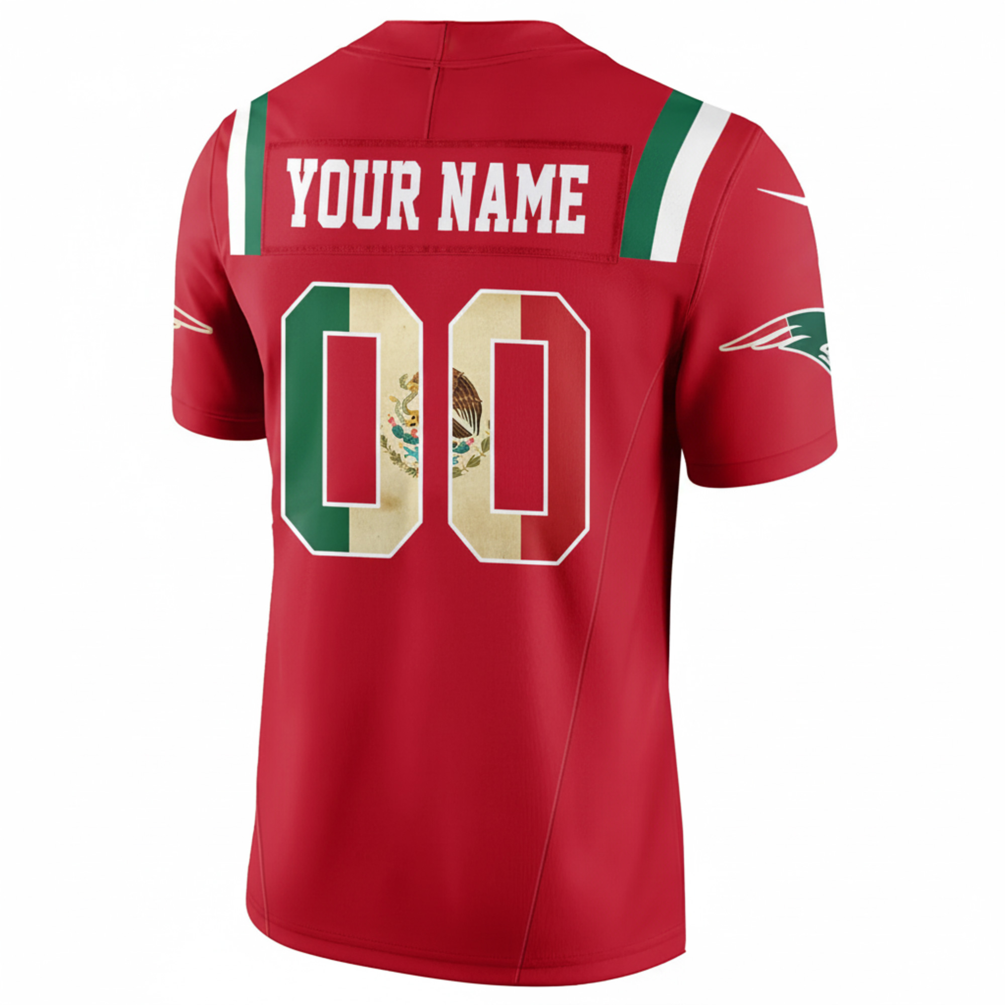 Custom New England Patriots Mexico Red Limited Jersey - All Stitched - Image 3