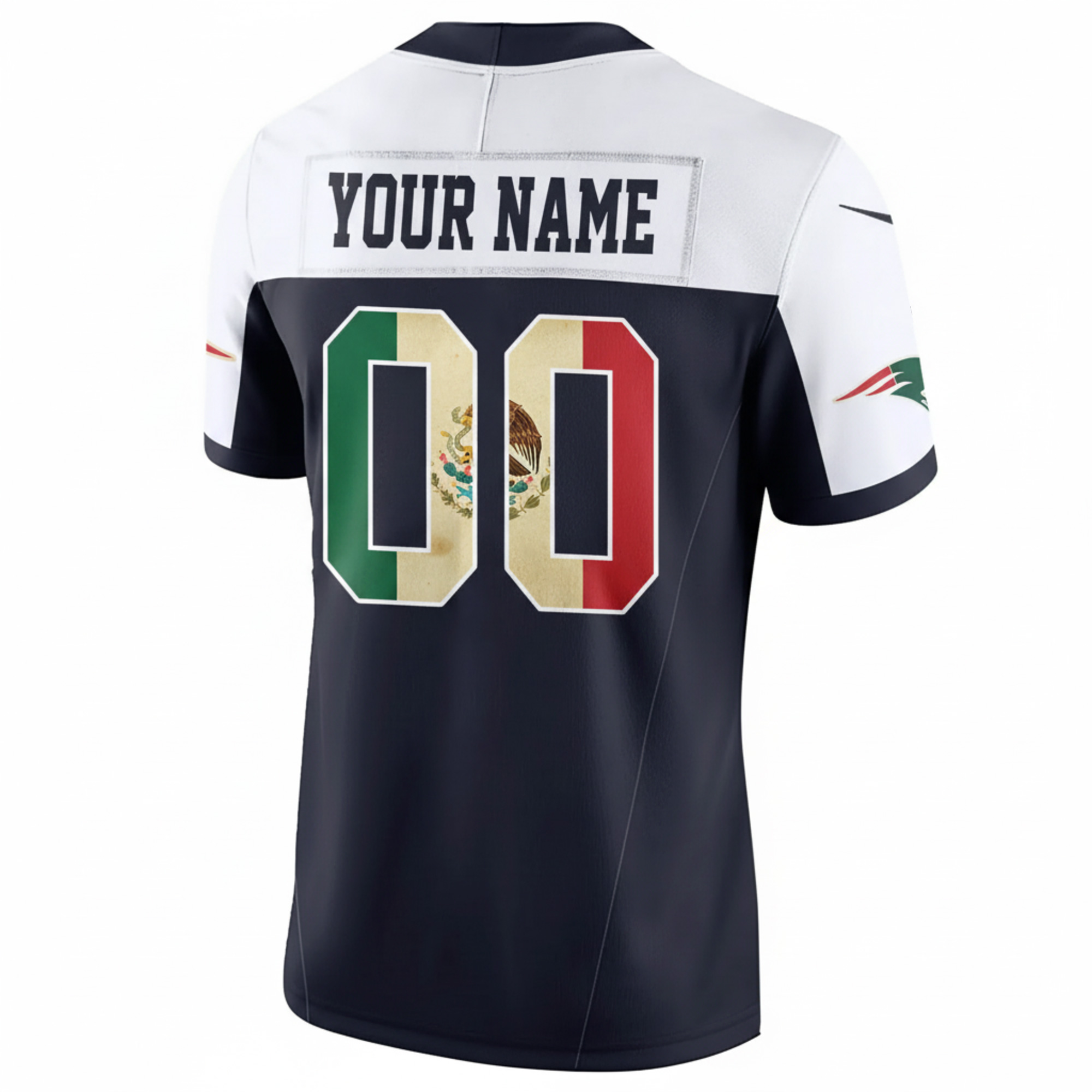 Custom New England Patriots Mexico Navy Alternate Limited Jersey - All Stitched - Image 3