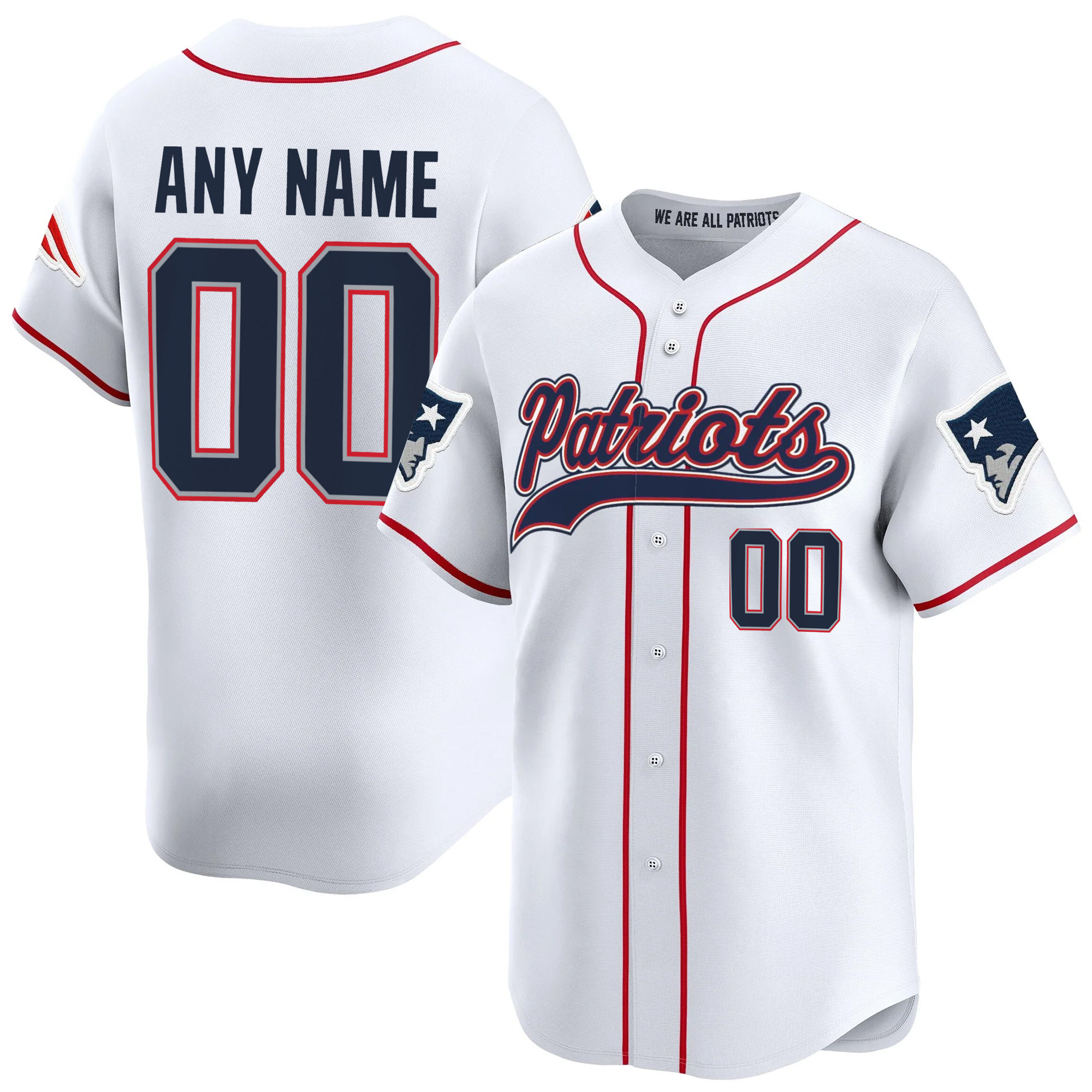 Custom New England Patriots White 2025 Limited Baseball Jersey - All Stitched