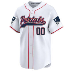 Alternative view of Custom New England Patriots White 2025 Limited Baseball Jersey - All Stitched