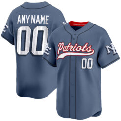 Custom New England Patriots Storm Blue 2025 Limited Baseball Jersey - All Stitched