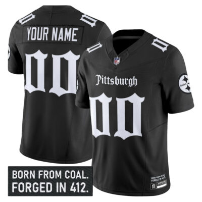 Custom Pittsburgh Steelers Gothic Steel City Black Vapor F.U.S.E Limited Jersey - All Stitched