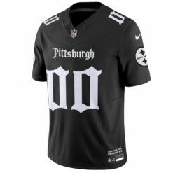 Alternative view of Custom Pittsburgh Steelers Gothic Steel City Black Vapor F.U.S.E Limited Jersey - All Stitched