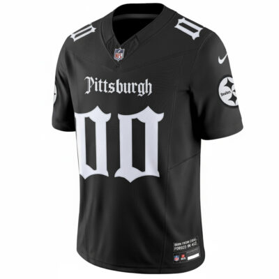 Alternative view of Custom Pittsburgh Steelers Gothic Steel City Black Vapor F.U.S.E Limited Jersey - All Stitched