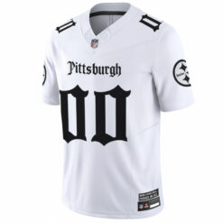 Alternative view of Custom Pittsburgh Steelers Gothic Steel City White Vapor F.U.S.E Limited Jersey - All Stitched