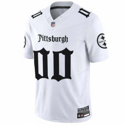 Alternative view of Custom Pittsburgh Steelers Gothic Steel City White Vapor F.U.S.E Limited Jersey - All Stitched
