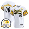 Custom Pittsburgh Steelers 50th Anniversary Super Bowl IX White Baseball Jersey - All Stitched