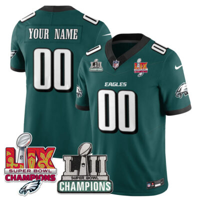 Custom Philadelphia Eagles SBLII SBLIX Champions Midnight Green Vapor F.U.S.E Limited Jersey - All Stitched
