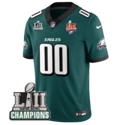 Alternative view of Custom Philadelphia Eagles Super Bowl LII LIX Champions Midnight Green Vapor F.U.S.E Limited Jersey - All Stitched
