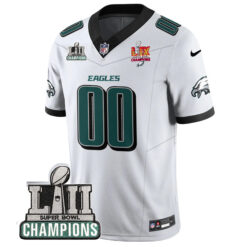 Alternative view of Custom Philadelphia Eagles Super Bowl LII LIX Champions White Vapor F.U.S.E Limited Jersey - All Stitched