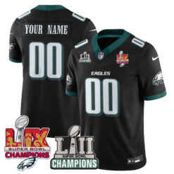Custom Philadelphia Eagles Super Bowl LII LIX Champions Black Vapor F.U.S.E Limited Jersey - All Stitched