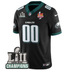 Alternative view of Custom Philadelphia Eagles Super Bowl LII LIX Champions Black Vapor F.U.S.E Limited Jersey - All Stitched