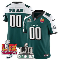 Custom Philadelphia Eagles Super Bowl LII LIX Champions Midnight Green Alternate Vapor F.U.S.E Limited Jersey - All Stitched