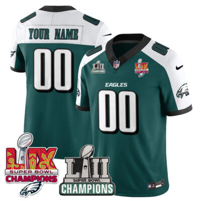 Custom Philadelphia Eagles SBLII SBLIX Champions Midnight Green Alternate Vapor F.U.S.E Limited Jersey - All Stitched