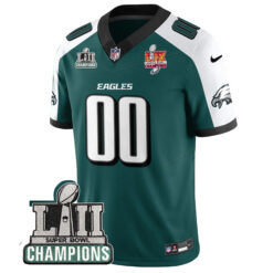 Alternative view of Custom Philadelphia Eagles Super Bowl LII LIX Champions Midnight Green Alternate Vapor F.U.S.E Limited Jersey - All Stitched