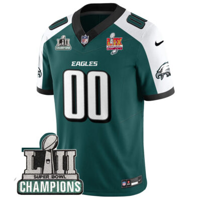 Alternative view of Custom Philadelphia Eagles SBLII SBLIX Champions Midnight Green Alternate Vapor F.U.S.E Limited Jersey - All Stitched