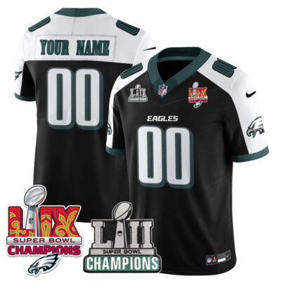 Custom Philadelphia Eagles SBLII SBLIX Champions Black Alternate Vapor F.U.S.E Limited Jersey - All Stitched