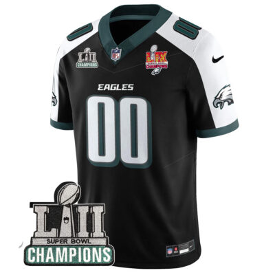 Alternative view of Custom Philadelphia Eagles SBLII SBLIX Champions Black Alternate Vapor F.U.S.E Limited Jersey - All Stitched