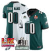 Custom Philadelphia Eagles Super Bowl LII LIX Champions Black Green Split Vapor F.U.S.E Limited Jersey - All Stitched