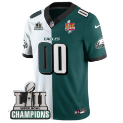 Alternative view of Custom Philadelphia Eagles Super Bowl LII LIX Champions Black Green Split Vapor F.U.S.E Limited Jersey - All Stitched