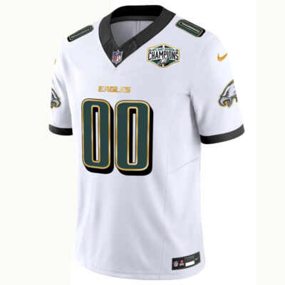 Alternative view of Custom Philadelphia Eagles 2025 NFC East Division Champions White Gold Trim Vapor F.U.S.E Limited Jersey - All Stitched