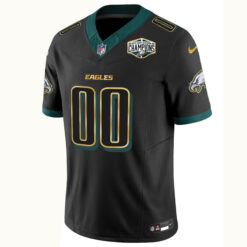 Alternative view of Custom Philadelphia Eagles 2025 NFC East Division Champions Black Gold Trim Vapor F.U.S.E Limited Jersey - All Stitched