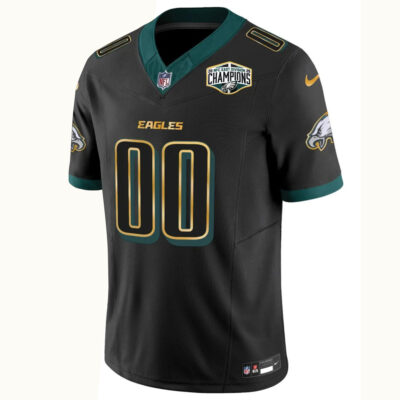 Alternative view of Custom Philadelphia Eagles 2025 NFC East Division Champions Black Gold Trim Vapor F.U.S.E Limited Jersey - All Stitched