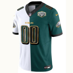 Alternative view of Custom Philadelphia Eagles 2025 NFC East Division Champions Black Green Split Gold Trim Vapor F.U.S.E Limited Jersey - All Stitched