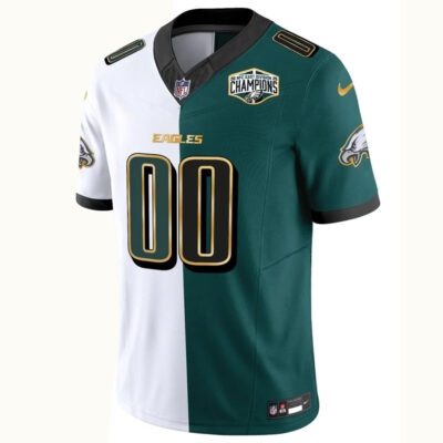 Alternative view of Custom Philadelphia Eagles 2025 NFC East Division Champions Black Green Split Gold Trim Vapor F.U.S.E Limited Jersey - All Stitched