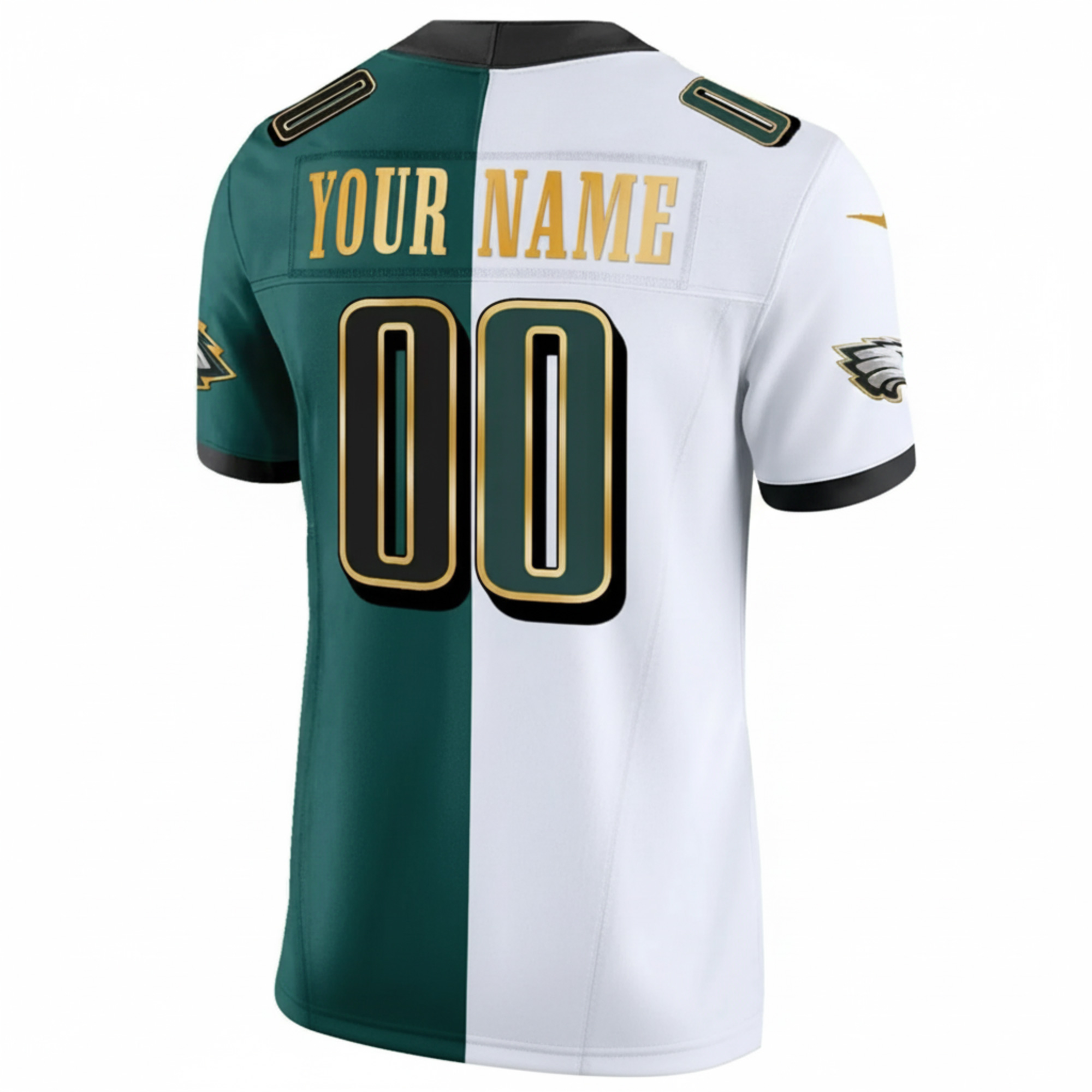 Custom Philadelphia Eagles 2025 NFC East Division Champions Black Green Split Gold Trim Vapor F.U.S.E Limited Jersey - All Stitched - Image 3
