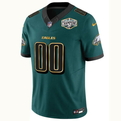 Alternative view of Custom Philadelphia Eagles 2024 NFC East Division Champions Midnight Green Gold Trim Vapor F.U.S.E Limited Jersey - All Stitched