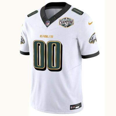 Alternative view of Custom Philadelphia Eagles 2024 NFC East Division Champions White Gold Trim Vapor F.U.S.E Limited Jersey - All Stitched