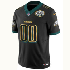 Alternative view of Custom Philadelphia Eagles 2024 NFC East Division Champions Black Gold Trim Vapor F.U.S.E Limited Jersey - All Stitched