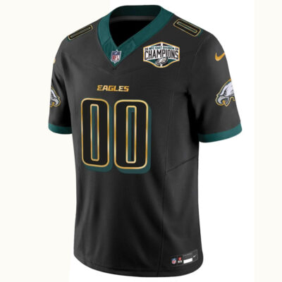Alternative view of Custom Philadelphia Eagles 2024 NFC East Division Champions Black Gold Trim Vapor F.U.S.E Limited Jersey - All Stitched