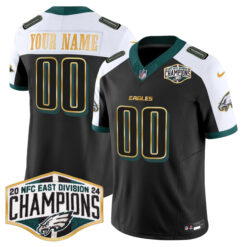 Custom Philadelphia Eagles 2024 NFC East Division Champions Black Alternate Gold Trim Vapor F.U.S.E Limited Jersey - All Stitched