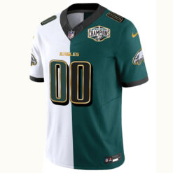 Alternative view of Custom Philadelphia Eagles 2024 NFC East Division Champions Black Green Split Gold Trim Vapor F.U.S.E Limited Jersey - All Stitched