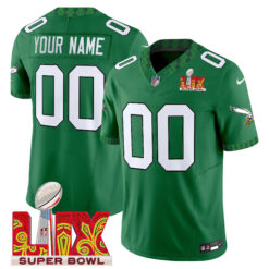 Custom Philadelphia Eagles St.Patrick's Day Super Bowl LIX Kelly Green Vapor F.U.S.E Limited Jersey - All Stitched
