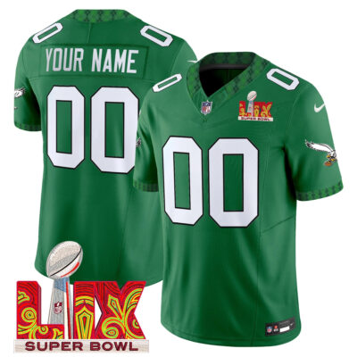 Custom Philadelphia Eagles St.Patrick's Day SBLIX Kelly Green Vapor F.U.S.E Limited Jersey - All Stitched