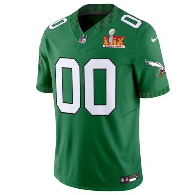 Alternative view of Custom Philadelphia Eagles St.Patrick's Day SBLIX Kelly Green Vapor F.U.S.E Limited Jersey - All Stitched