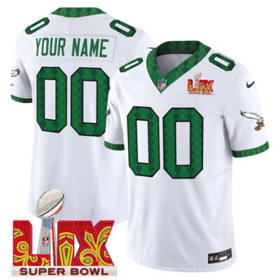 Custom Philadelphia Eagles St.Patrick's Day SBLIX White Vapor F.U.S.E Limited Jersey - All Stitched