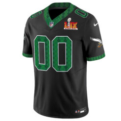 Alternative view of Custom Philadelphia Eagles St.Patrick's Day Super Bowl LIX Black Vapor F.U.S.E Limited Jersey - All Stitched