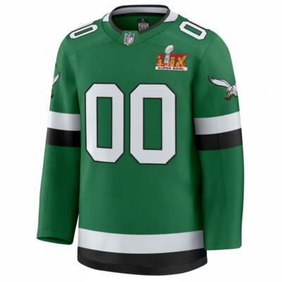 Alternative view of Custom Philadelphia Eagles Kelly Green Premium Hockey Jersey - All Stitched
