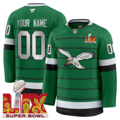 Custom Philadelphia Eagles Kelly Green Alternate Premium Hockey Jersey - All Stitched