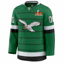 Alternative view of Custom Philadelphia Eagles Kelly Green Alternate Premium Hockey Jersey - All Stitched