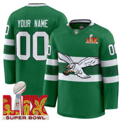 Custom Philadelphia Eagles Kelly Green Throwback Premium Hockey Jersey - All Stitched