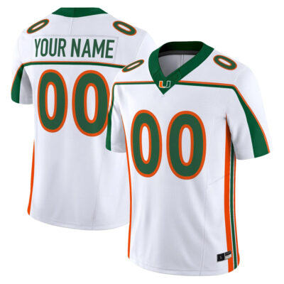 Custom Miami Hurricanes Football White Throwback Vapor F.U.S.E Limited Jersey - All Stitched