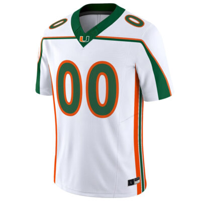 Alternative view of Custom Miami Hurricanes Football White Throwback Vapor F.U.S.E Limited Jersey - All Stitched
