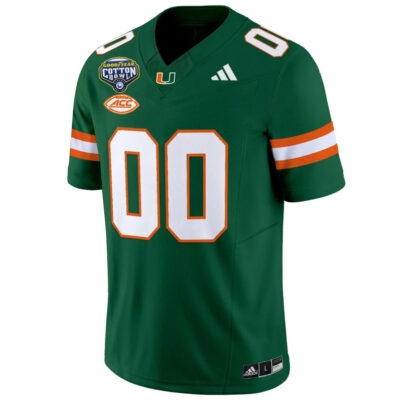 Alternative view of Custom Miami Hurricanes Football 2025 Goodyear Cotton Bowl Green Limited Jersey - All Stitched